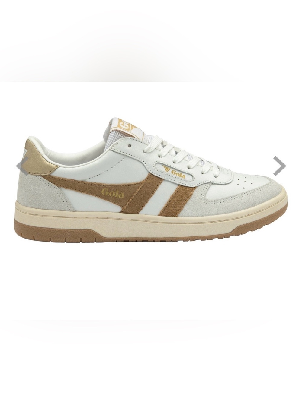Women's Gola Hawk Sneakers White/Light Caramel/Gold Sz 9